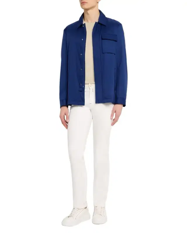 Men's Covered-Zip Shirt Jacket