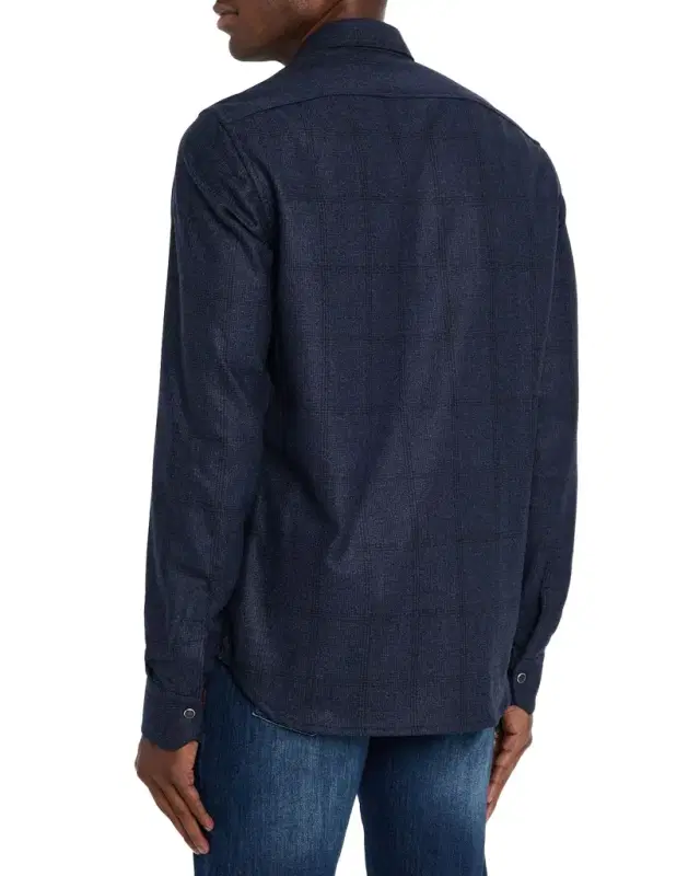 Men's Wool Windowpane Snap-Front Overshirt