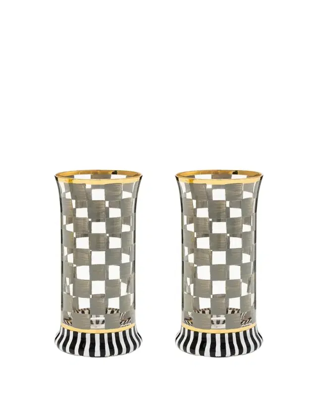 MacKenzie-Childs Carnival Sterling Highball Glass, Set of 2