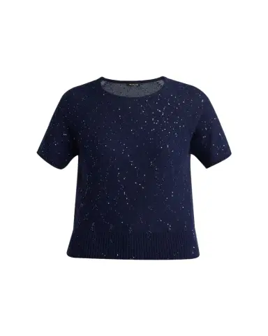 Kiton Cashmere Paillette Short-Sleeve Crewneck Sweater | Thumbnail 1