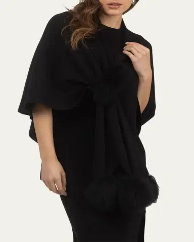 Gorski Select Wool Capelet With Lamb Shearling Poms | Thumbnail 5 Gorski Select Wool Capelet With Lamb Shearling Poms | Thumbnail 5