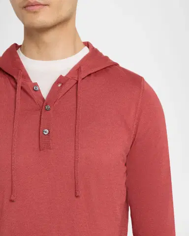 Kiton Men's Cashmere and Silk Half-Placket Hoodie | Thumbnail 4 Kiton Men's Cashmere and Silk Half-Placket Hoodie | Thumbnail 4
