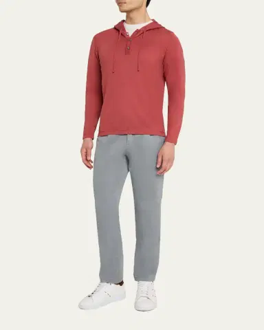 Kiton Men's Cashmere and Silk Half-Placket Hoodie | Thumbnail 6 Kiton Men's Cashmere and Silk Half-Placket Hoodie | Thumbnail 6