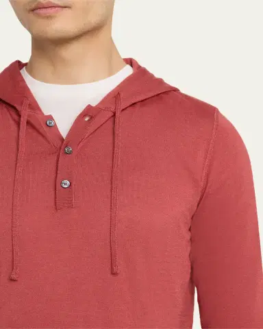 Kiton Men's Cashmere and Silk Half-Placket Hoodie | Thumbnail 9 Kiton Men's Cashmere and Silk Half-Placket Hoodie | Thumbnail 9