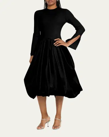 Simkhai Kenlie Mixed Media Bubble Midi Dress | Thumbnail 2 Simkhai Kenlie Mixed Media Bubble Midi Dress | Thumbnail 2