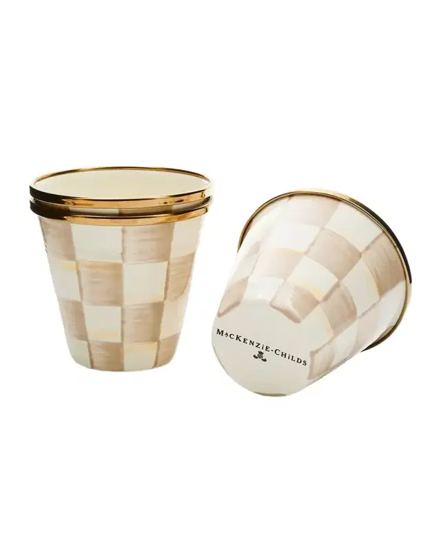 Mocha Check Herb Pots, Set of 3