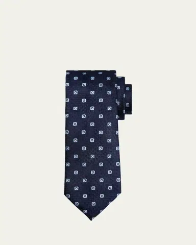 Zegna Men's Geometric Jacquard Silk Tie | Thumbnail 2 Zegna Men's Geometric Jacquard Silk Tie | Thumbnail 2