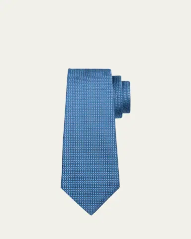 Kiton Men's Silk Geometric Jacquard Seven-Fold Tie | Thumbnail 2 Kiton Men's Silk Geometric Jacquard Seven-Fold Tie | Thumbnail 2