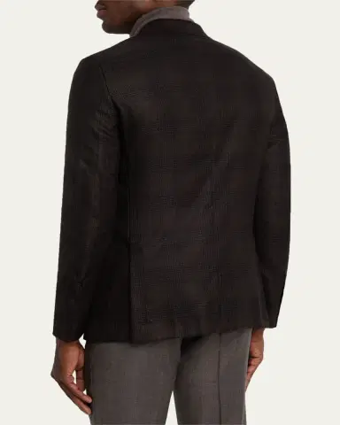 Zegna Men's Cashmere and Silk Tonal Plaid Sport Coat | Thumbnail 3
