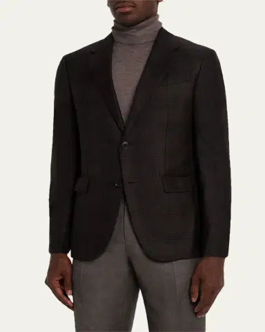 Zegna Men's Cashmere and Silk Tonal Plaid Sport Coat | Thumbnail 4