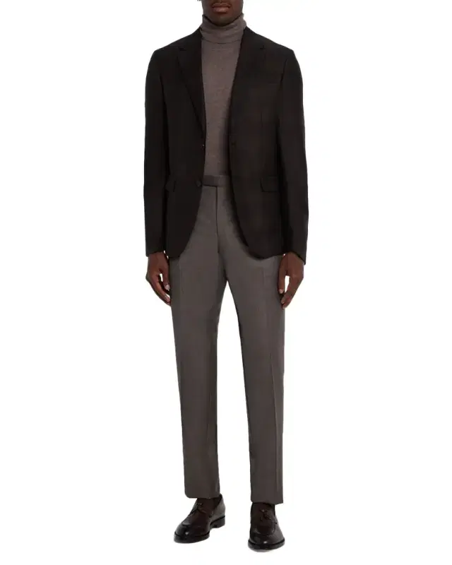 ZEGNA Men's Cashmere and Silk Tonal Plaid Sport Coat