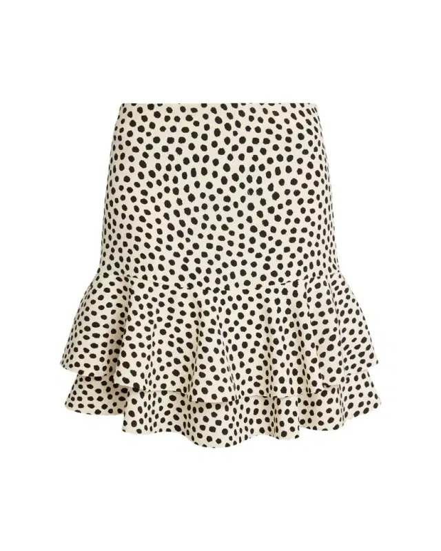 Dots-Print Silk Crepe De Chine Ruffle Skirt Dots-Print Silk Crepe De Chine Ruffle Skirt