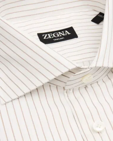 ZEGNA Men's Trecapi Cotton Narrow Double-Stripe Dress Shirt | Thumbnail 3 ZEGNA Men's Trecapi Cotton Narrow Double-Stripe Dress Shirt | Thumbnail 3