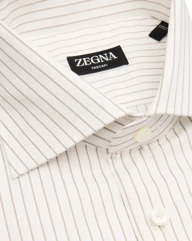 Men's Trecapi Cotton Narrow Double-Stripe Dress Shirt