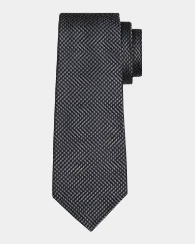 Kiton Men's Silk Micro-Houndstooth Seven-Fold Tie | Thumbnail 2 Kiton Men's Silk Micro-Houndstooth Seven-Fold Tie | Thumbnail 2