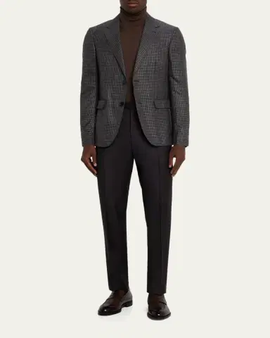 ZEGNA Men's Cashmere and Silk Houndstooth Check Sport Coat | Thumbnail 2