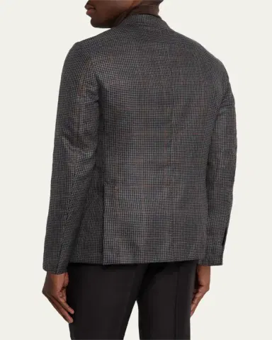 ZEGNA Men's Cashmere and Silk Houndstooth Check Sport Coat | Thumbnail 3