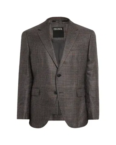 ZEGNA Men's Cashmere and Silk Houndstooth Check Sport Coat | Thumbnail 1