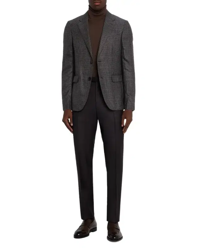 ZEGNA Men's Cashmere and Silk Houndstooth Check Sport Coat