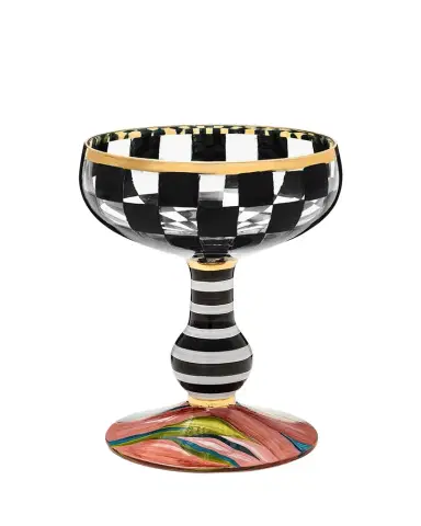 MacKenzie-Childs Carnival Black Coupe Glass | Thumbnail 1