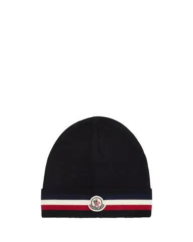 Moncler Men's Wool Tricolor Wool Knit Beanie Hat | Thumbnail 1 Moncler Men's Wool Tricolor Wool Knit Beanie Hat | Thumbnail 1