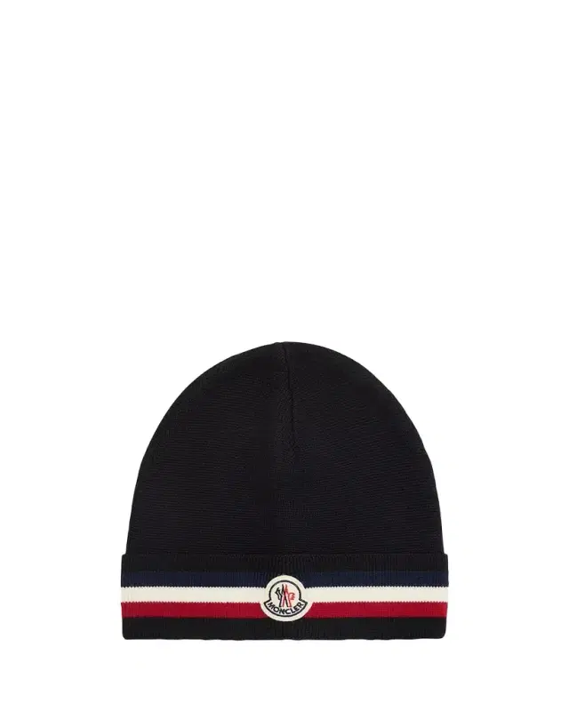 Moncler Men's Wool Tricolor Wool Knit Beanie Hat