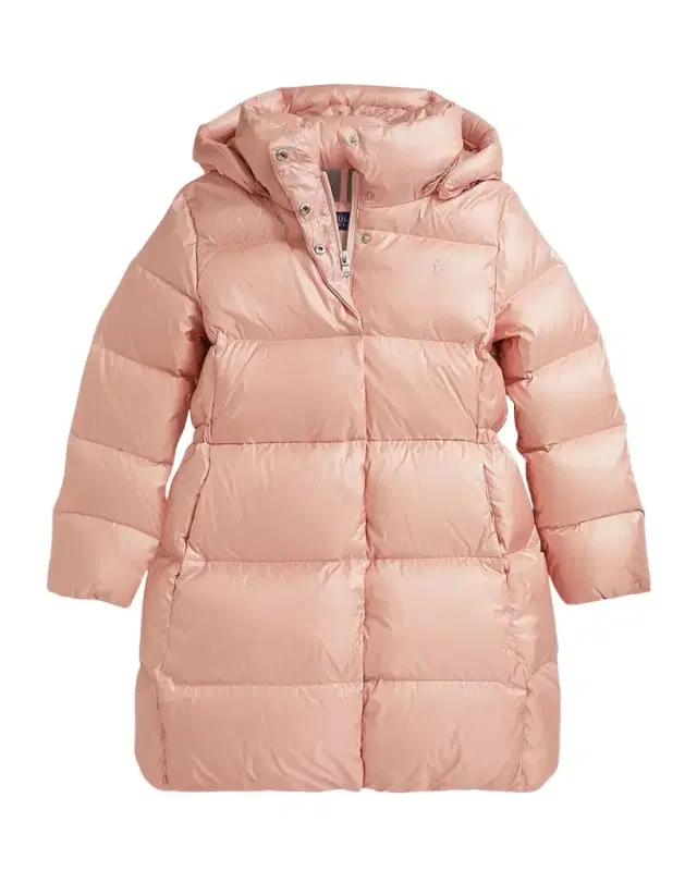 Polo Ralph Lauren Girl 's Celia Metallic Long Hooded Down Jacket, Size S-XL