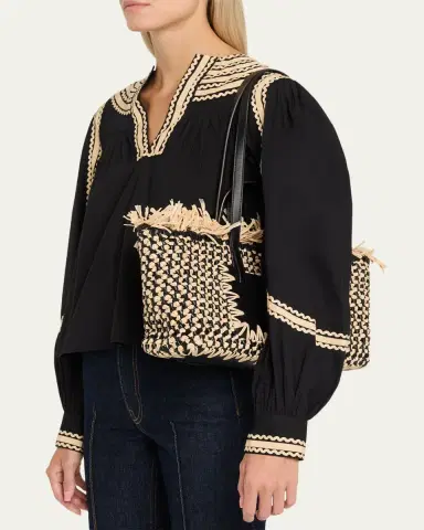 Ulla Johnson Lali Small Fringed Woven Raffia Tote Bag | Thumbnail 2