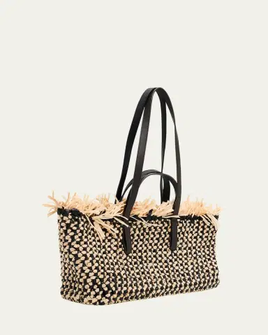 Ulla Johnson Lali Small Fringed Woven Raffia Tote Bag | Thumbnail 3
