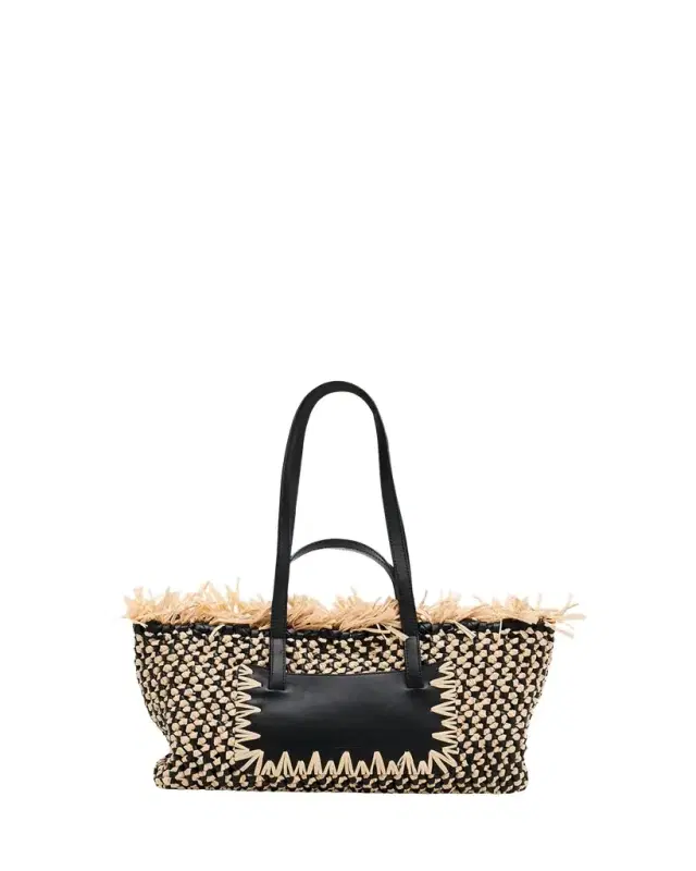 Ulla Johnson Lali Small Fringed Woven Raffia Tote Bag