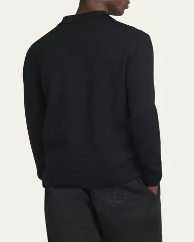 Moncler Men's Long-Sleeve Zip Polo Sweater | Thumbnail 3 Moncler Men's Long-Sleeve Zip Polo Sweater | Thumbnail 3