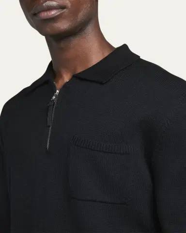 Moncler Men's Long-Sleeve Zip Polo Sweater | Thumbnail 5 Moncler Men's Long-Sleeve Zip Polo Sweater | Thumbnail 5
