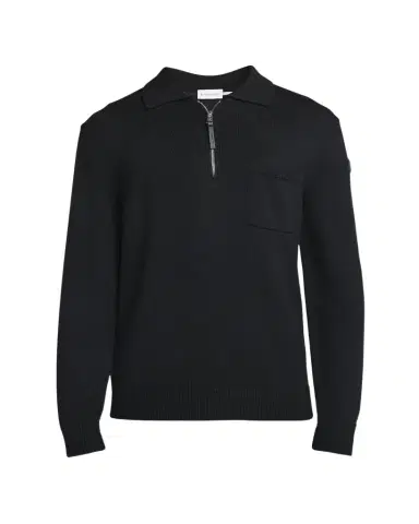 Moncler Men's Long-Sleeve Zip Polo Sweater | Thumbnail 1 Moncler Men's Long-Sleeve Zip Polo Sweater | Thumbnail 1