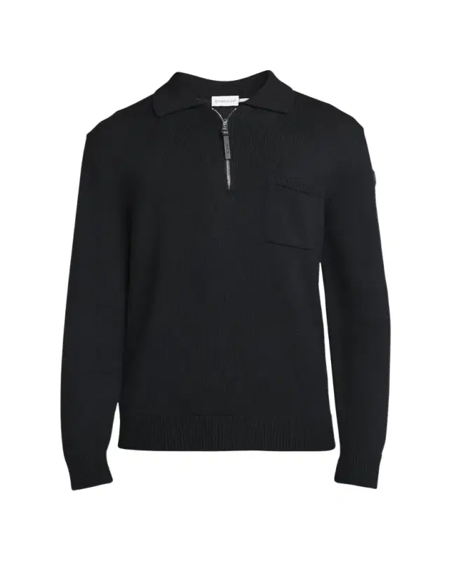 Moncler Men's Long-Sleeve Zip Polo Sweater