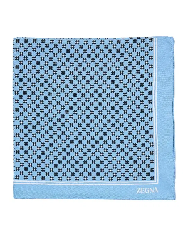ZEGNA Men's Petite Geometric Floral Silk Pocket Square
