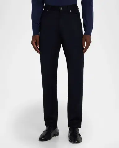 Zegna Men's Wool Straight Fit Five-Pocket Pants | Thumbnail 3