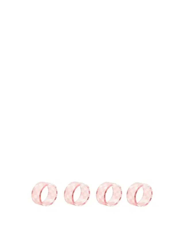 MacKenzie-Childs Pink Check Napkin Rings, Set of 4
