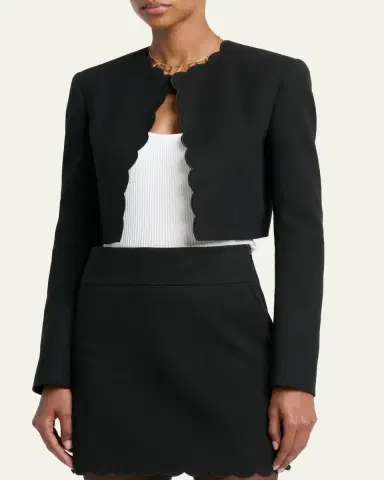 Chloé Scalloped Cavalry Cotton Crop Jacket | Thumbnail 4