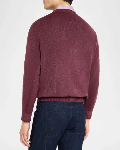 Kiton Men's Cashmere Diamond Cable Crewneck Sweater | Thumbnail 2