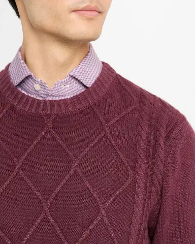 Kiton Men's Cashmere Diamond Cable Crewneck Sweater | Thumbnail 4