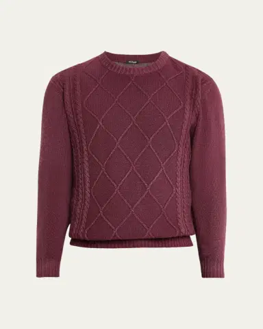 Kiton Men's Cashmere Diamond Cable Crewneck Sweater | Thumbnail 5