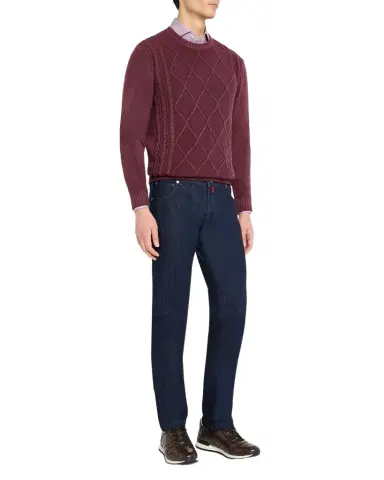 Kiton Men's Cashmere Diamond Cable Crewneck Sweater | Thumbnail 1