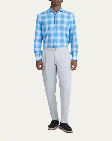 Kiton Men's Cotton Check Sport Shirt | Thumbnail 2