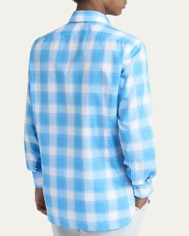 Kiton Men's Cotton Check Sport Shirt | Thumbnail 3