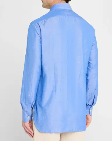Kiton Men's Heathered Cotton Dress Shirt | Thumbnail 2