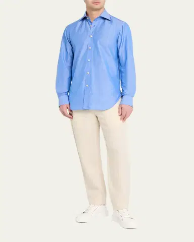 Kiton Men's Heathered Cotton Dress Shirt | Thumbnail 6