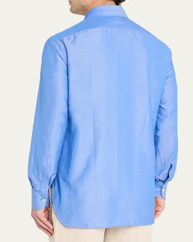 Kiton Men's Heathered Cotton Dress Shirt | Thumbnail 7