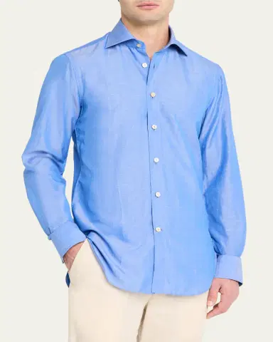 Kiton Men's Heathered Cotton Dress Shirt | Thumbnail 8