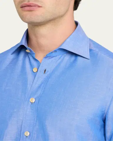 Kiton Men's Heathered Cotton Dress Shirt | Thumbnail 9