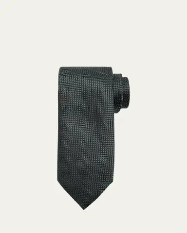 Zegna Men's Micro-Birdseye Jacquard Silk Tie | Thumbnail 2 Zegna Men's Micro-Birdseye Jacquard Silk Tie | Thumbnail 2